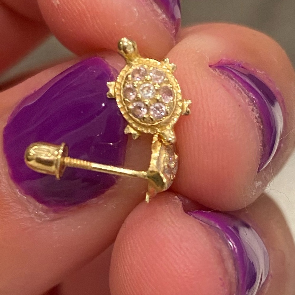 Turtle 14k Gold Stud Earrings